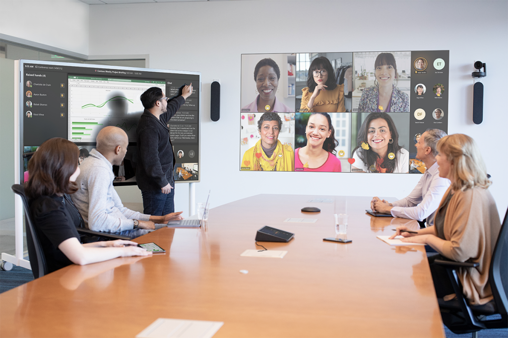 Group of office workers in conference call
